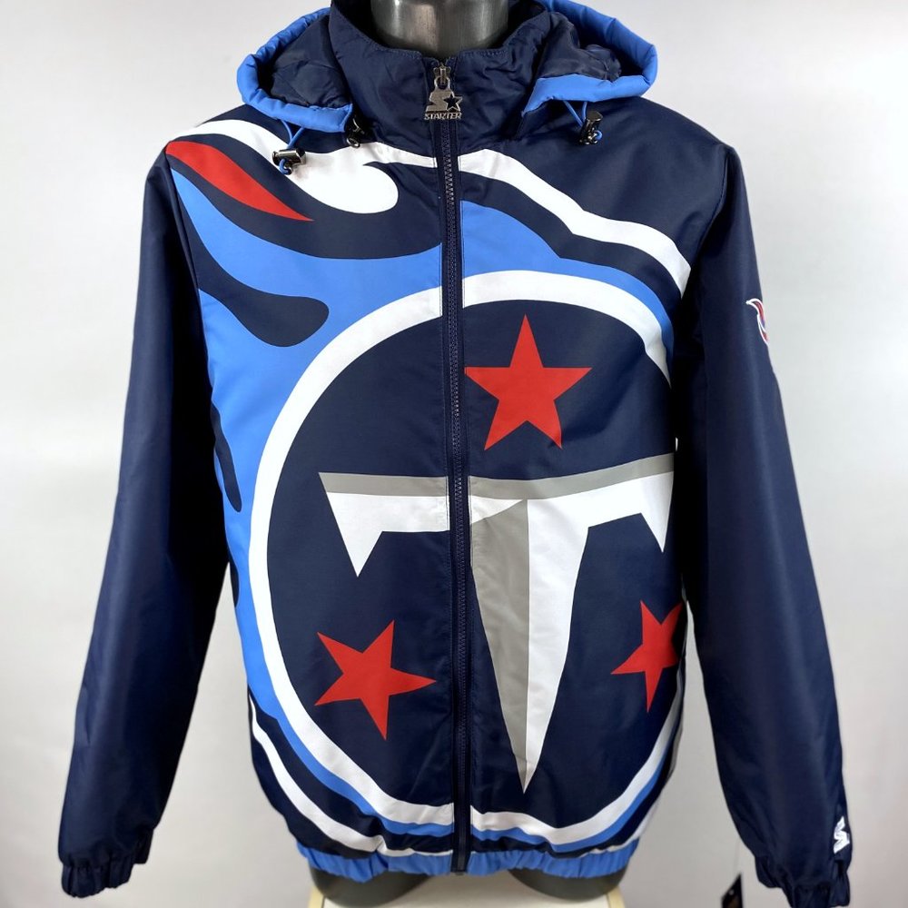 2022 TENNESSEE TITANS NFL "BIG LOGO"  STARTER Full Zip Hooded Jacket 3X 4X